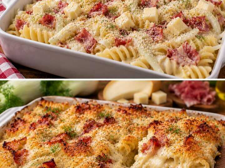 Fusilloni al Forno con Finocchi, Speck e Provola Affumicata