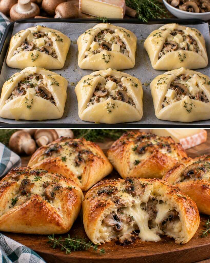 Fagottini di Pane Lievitato con Funghi, Taleggio e Timo