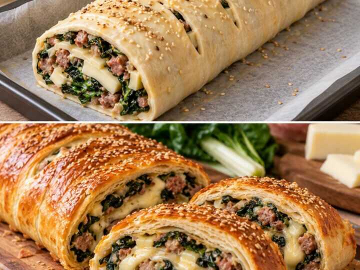 Rotolo di Pasta Matta con Bietole, Salsiccia e Provolone