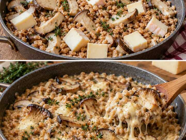 Farro Cremoso con Funghi Cardoncelli, Taleggio e Timo