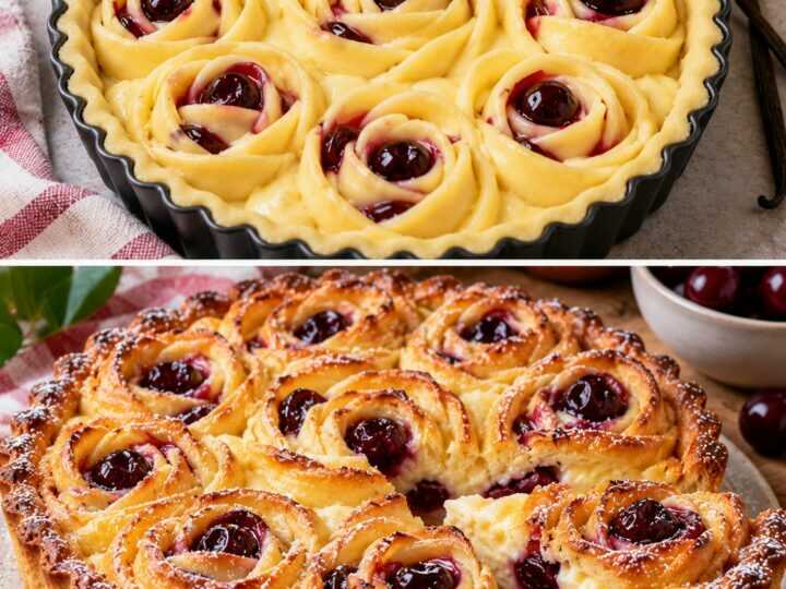 Crostata a Rosette con Crema alla Vaniglia e Amarene
