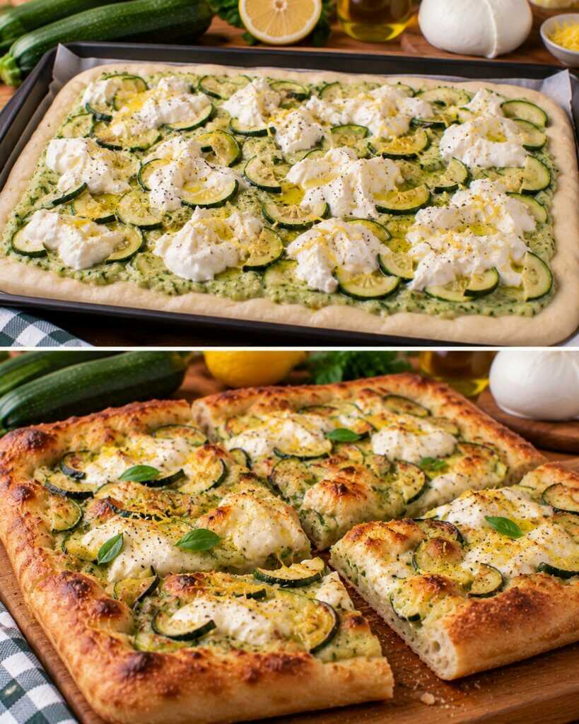 Pizza Bianca con Crema di Zucchine, Burrata e Limone