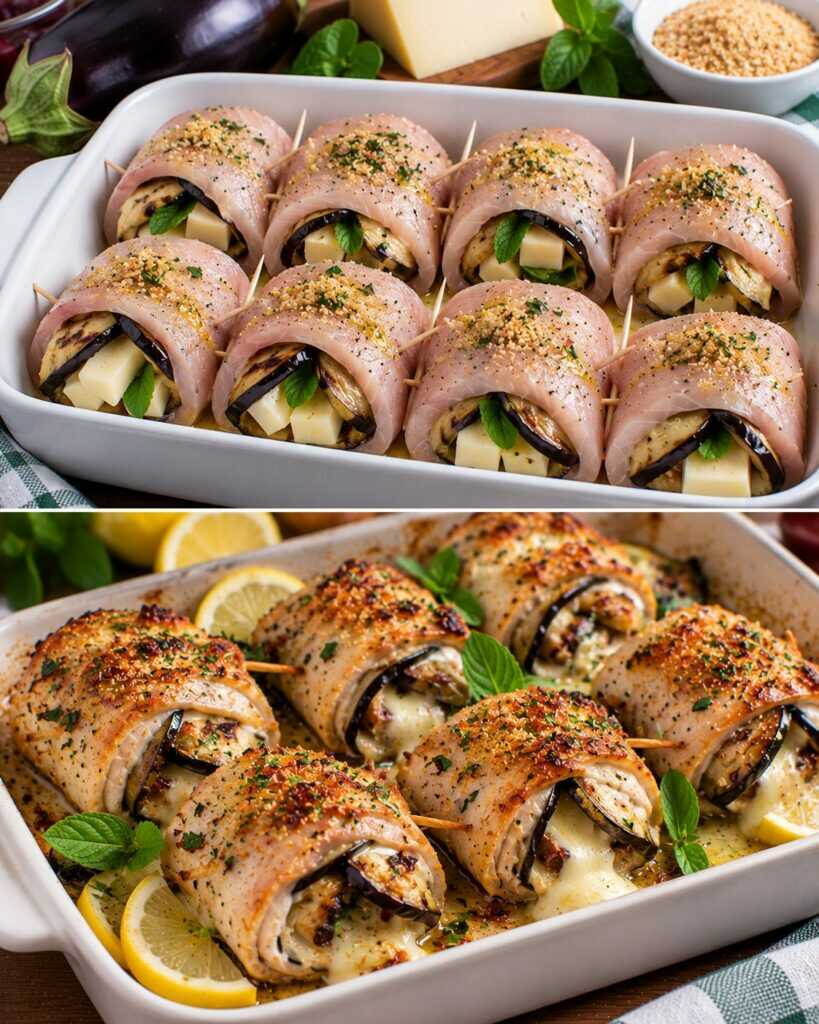 Involtini di Pesce Spada con Melanzane, Caciocavallo e Menta