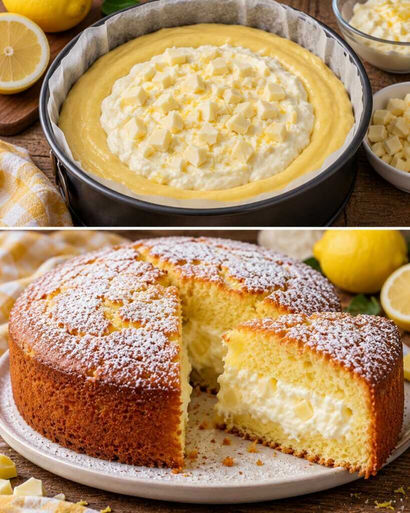 🍋 Torta Soffice al Limone con Cuore di Ricotta e Cioccolato Bianco