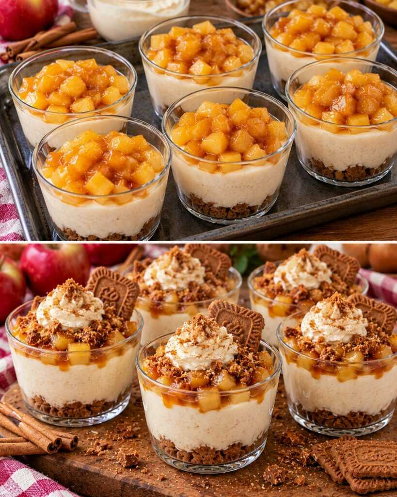 Coppe di Crema alla Cannella con Caramello alle Mele e Biscotti Speziati 🍎🍯
