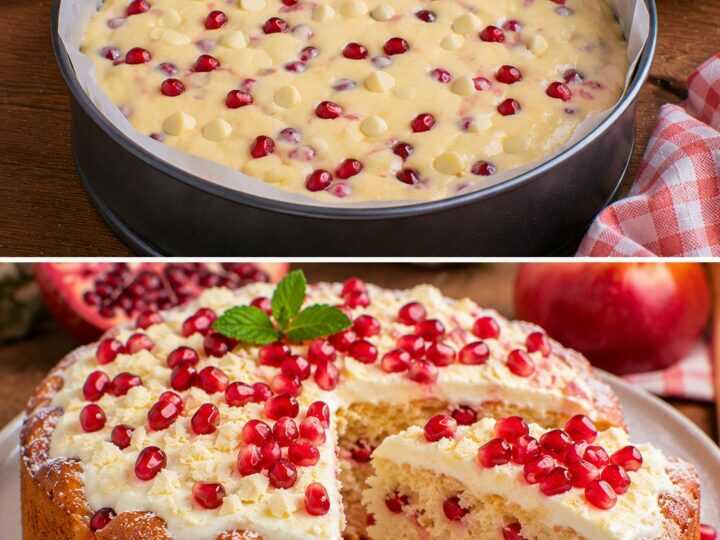 Torta Soffice alla Melagrana con Crema di Yogurt e Cioccolato Bianco