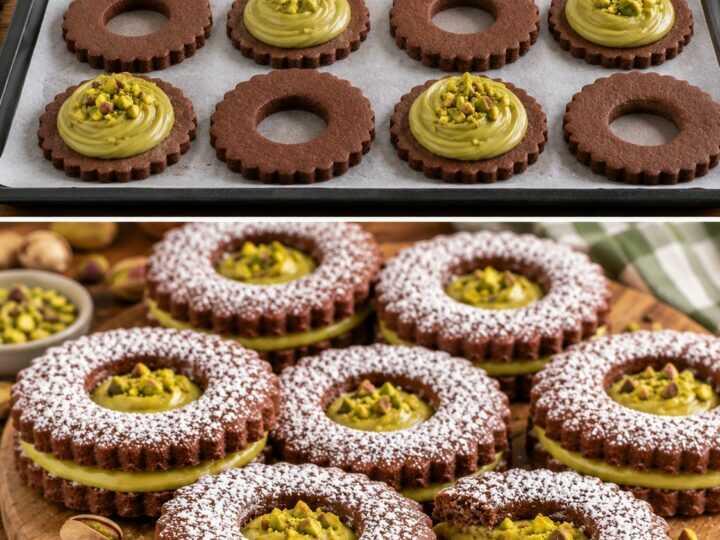 Biscotti Occhio di Bue al Cacao con Crema di Pistacchio