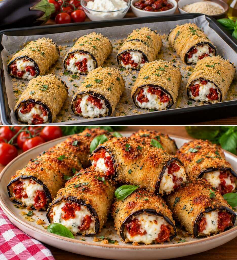 Cannoli di Melanzane Impanate con Crema di Caprino e Pomodori Confit: Croccanti Fuori e Cremosi Dentro