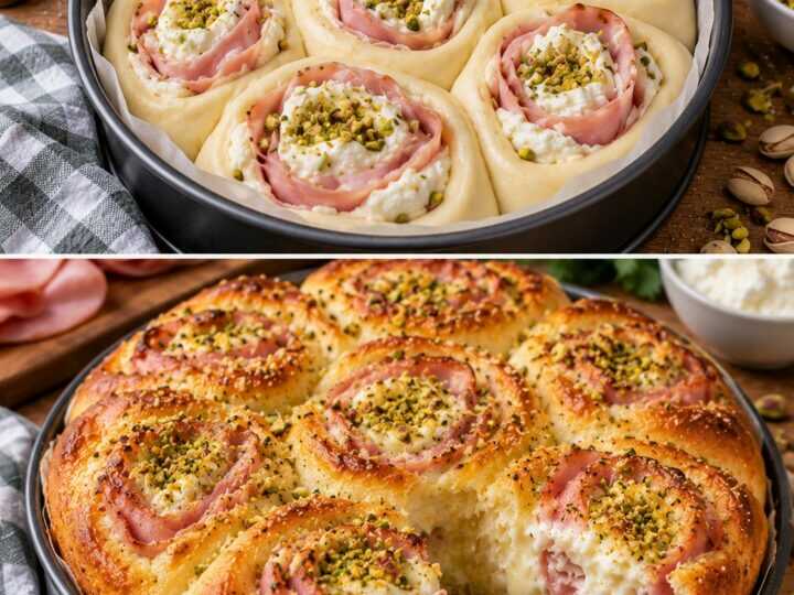 🌹 Pan Brioche Salato a Rosette con Mortadella, Ricotta e Pistacchi
