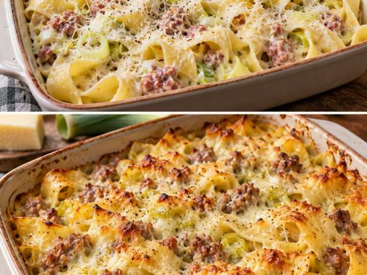 Pappardelle Cremose con Crema di Porri, Salsiccia e Pecorino