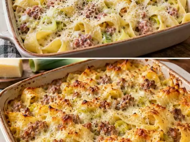 Pappardelle Cremose con Crema di Porri, Salsiccia e Pecorino