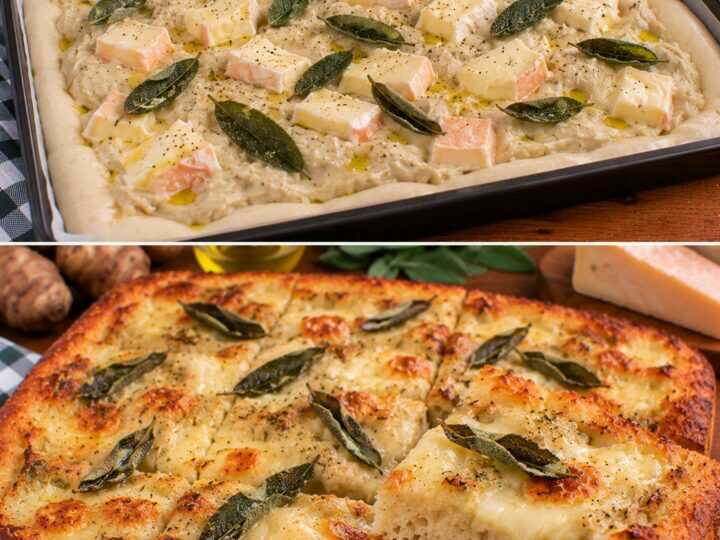 Pizza Bianca con Crema di Topinambur, Taleggio e Salvia Croccante