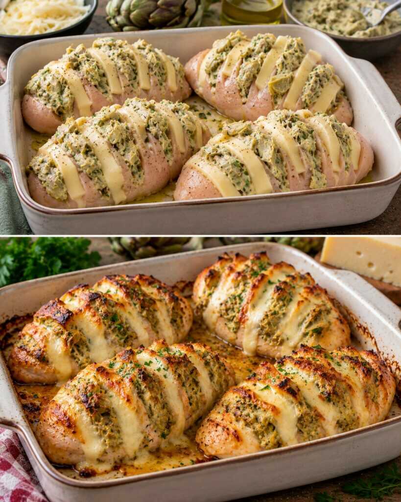 🍗 Petto di Pollo a Fisarmonica con Crema di Carciofi e Fontina