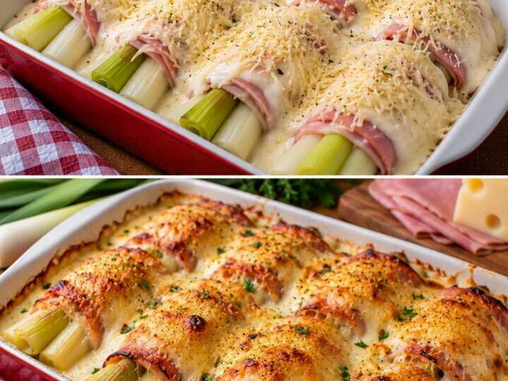 🥬 Porri Gratinati con Prosciutto Cotto, Besciamella e Groviera