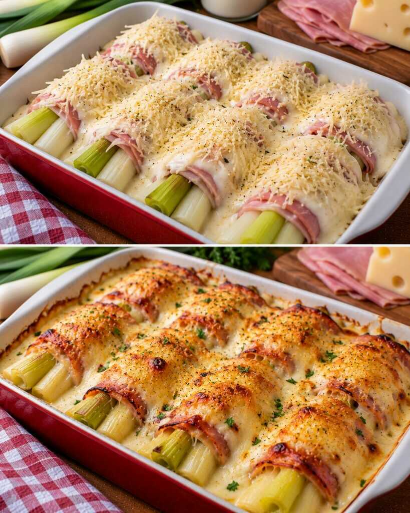 🥬 Porri Gratinati con Prosciutto Cotto, Besciamella e Groviera