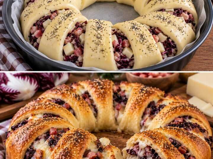 Corona di Pane Ripiena di Radicchio, Pancetta e Provolone