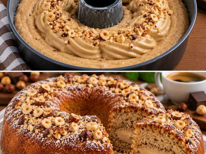 Torta Soffice alle Nocciole con Cuore di Crema al Caffè