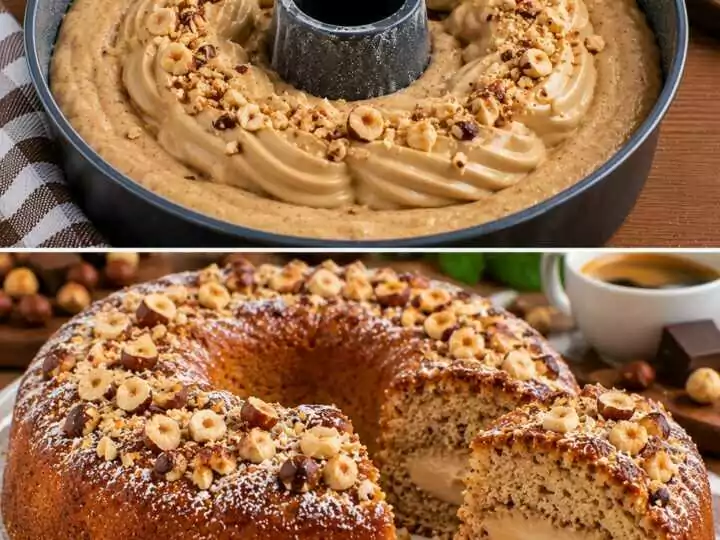 Torta Soffice alle Nocciole con Cuore di Crema al Caffè