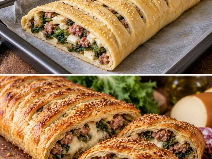 Strudel Salato con Scarola, Salsiccia e Scamorza