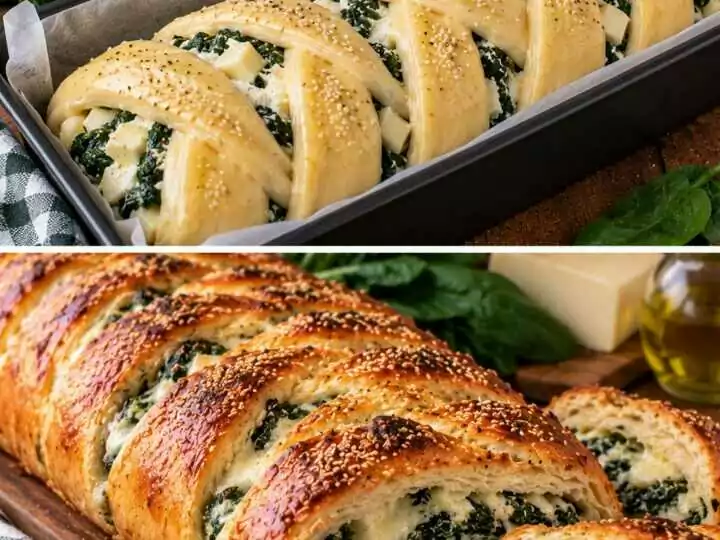 Pan Brioche Salato Intrecciato con Spinaci, Ricotta e Provolone