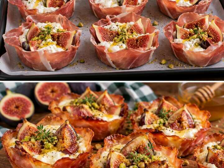 Cestini di Prosciutto Crudo con Stracciatella, Fichi Freschi e Miele