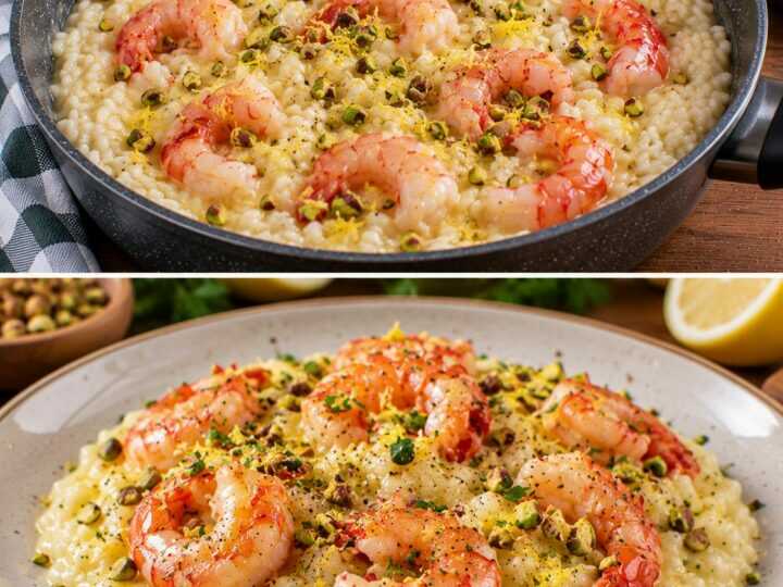 Risotto al Limone con Gamberi Rossi e Granella di Pistacchi