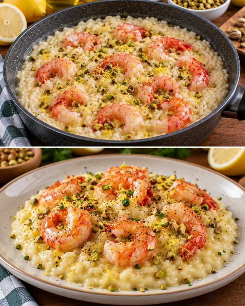 Risotto al Limone con Gamberi Rossi e Granella di Pistacchi