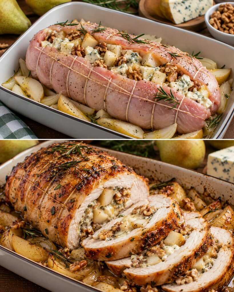 Arrosto di Tacchino Ripieno di Pere, Gorgonzola e Noci