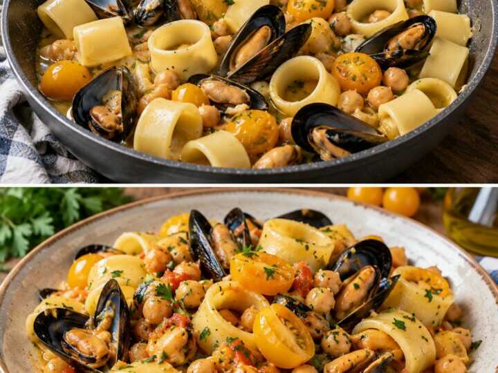 Calamarata con Ceci, Cozze e Pomodorini Gialli
