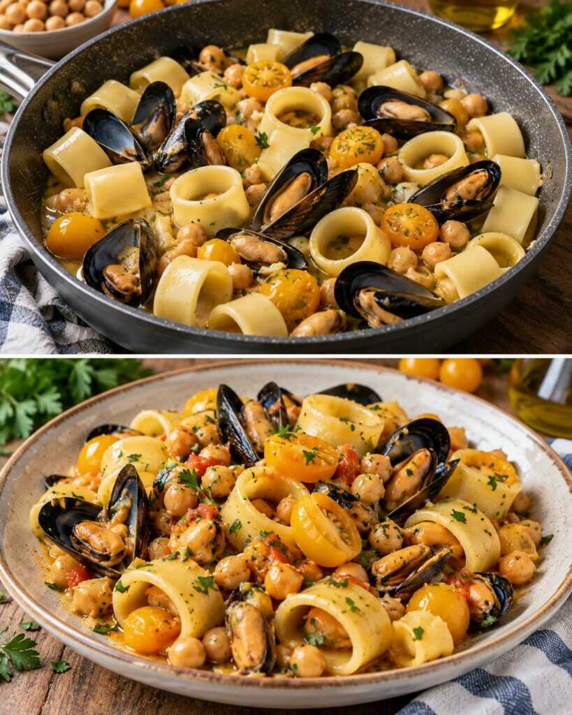 Calamarata con Ceci, Cozze e Pomodorini Gialli