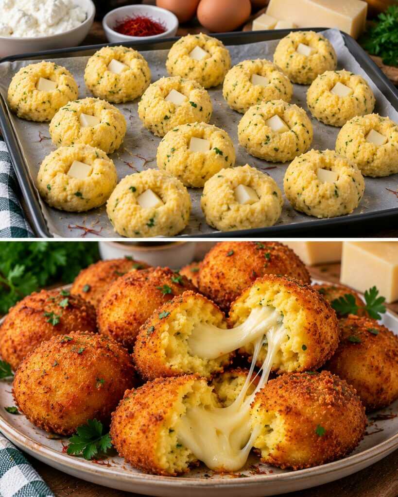 Frittelle di Ricotta e Zafferano con Cuore di Provolone Piccante