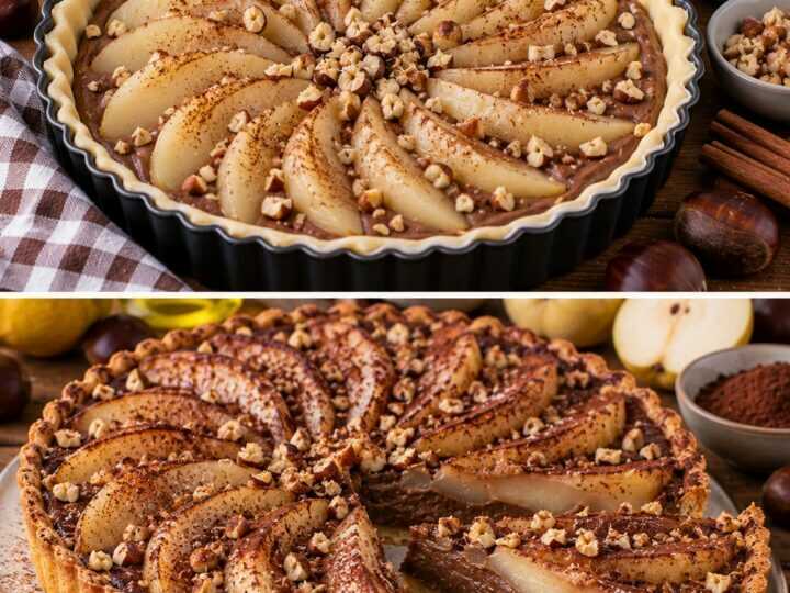 Crostata con Crema di Marroni, Pere Speziate e Cacao Amaro