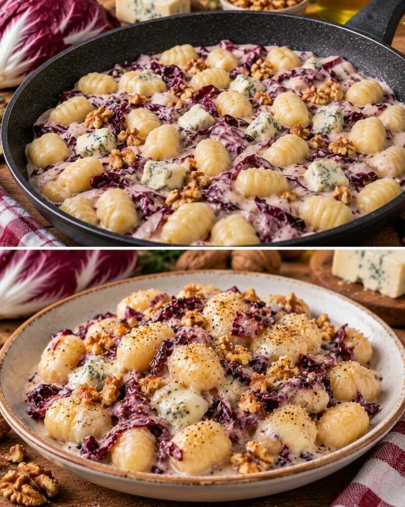 Gnocchi di Patate con Crema di Radicchio, Gorgonzola e Noci