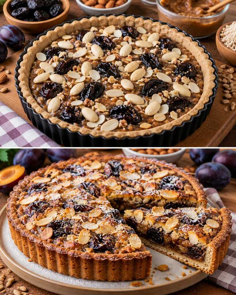 Crostata al Farro con Crema di Prugne Secche e Mandorle