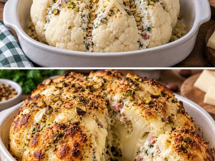 Cavolfiore Ripieno al Forno con Ricotta, Provola e Pistacchi