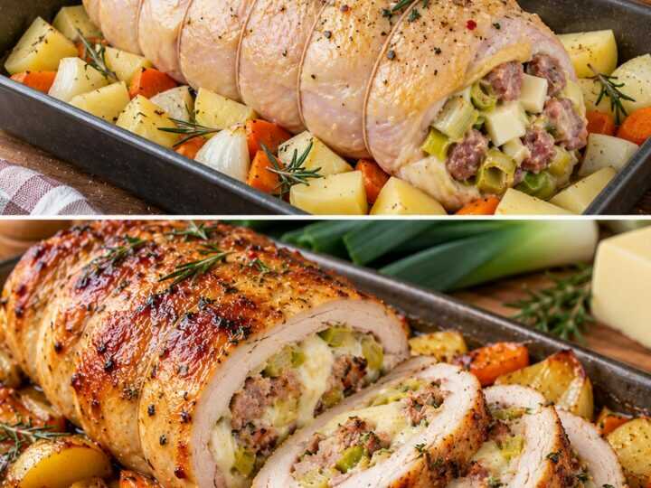 🍗 Arrosto di Pollo con Ripieno di Porri, Salsiccia e Provolone