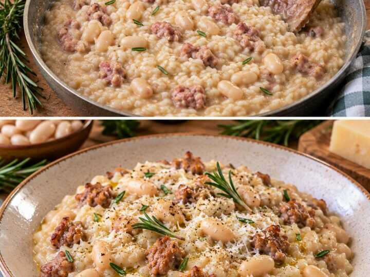 Risotto alla Crema di Fagioli Cannellini con Salsiccia e Rosmarino