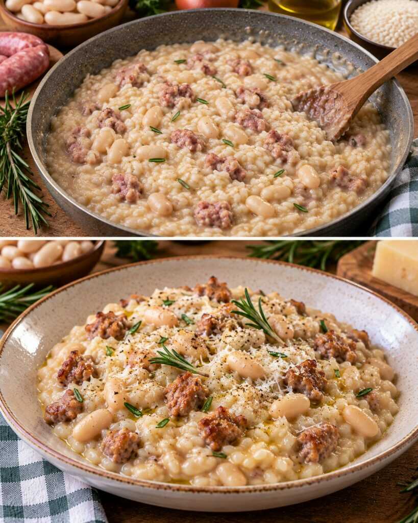 Risotto alla Crema di Fagioli Cannellini con Salsiccia e Rosmarino