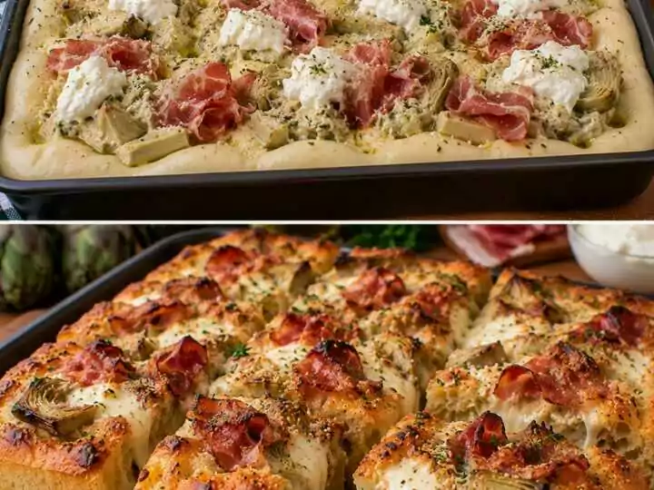🍞 Focaccia Alta con Crema di Carciofi, Speck e Stracciatella