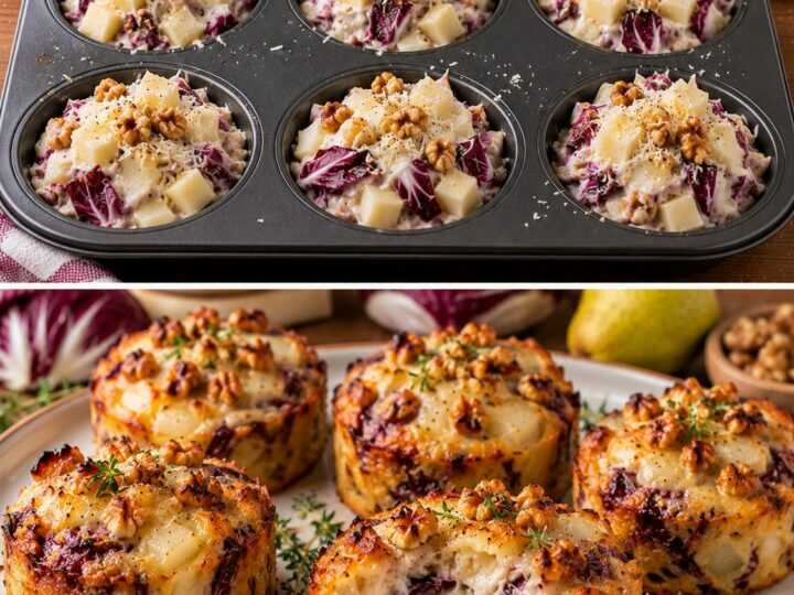 Mini Sformati di Radicchio con Pere, Asiago e Noci Tostate