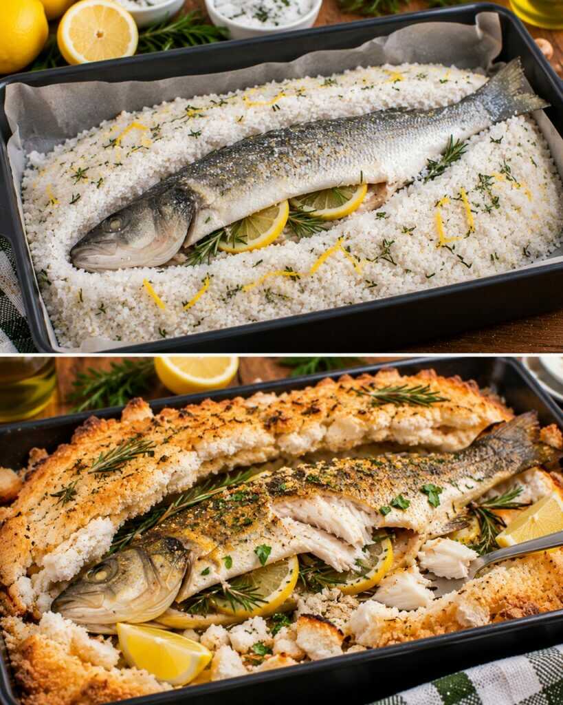 Branzino in Crosta di Sale Aromatico con Limone e Rosmarino
