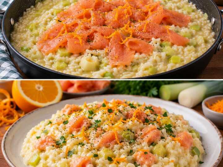 Risotto ai Porri con Salmone Affumicato e Scorza d&rsquo;Arancia: Cremoso, Profumato e Raffinato