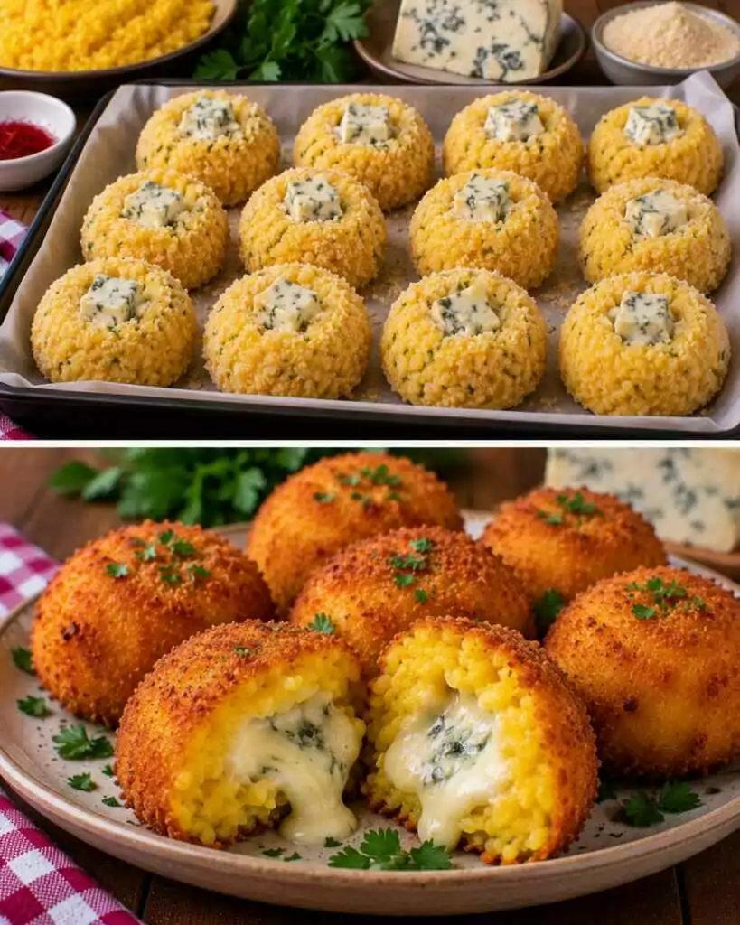 Crocchette di Riso allo Zafferano con Cuore di Gorgonzola