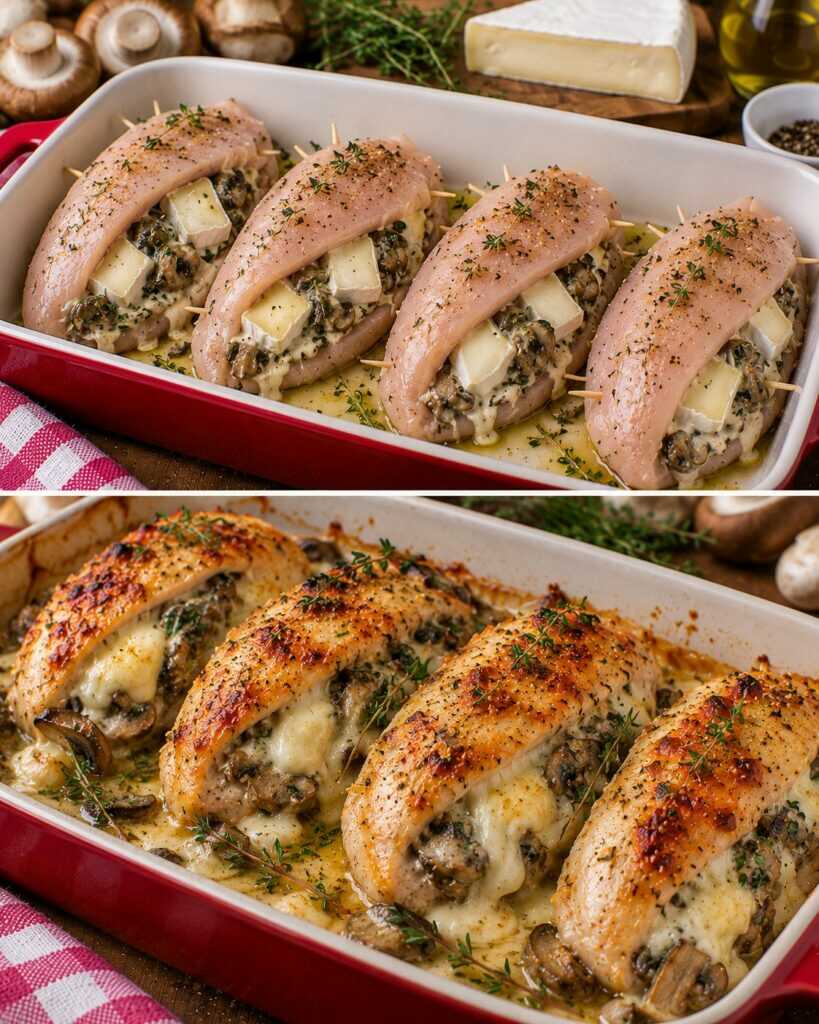 Petto di Pollo Ripieno di Crema di Funghi, Brie e Timo