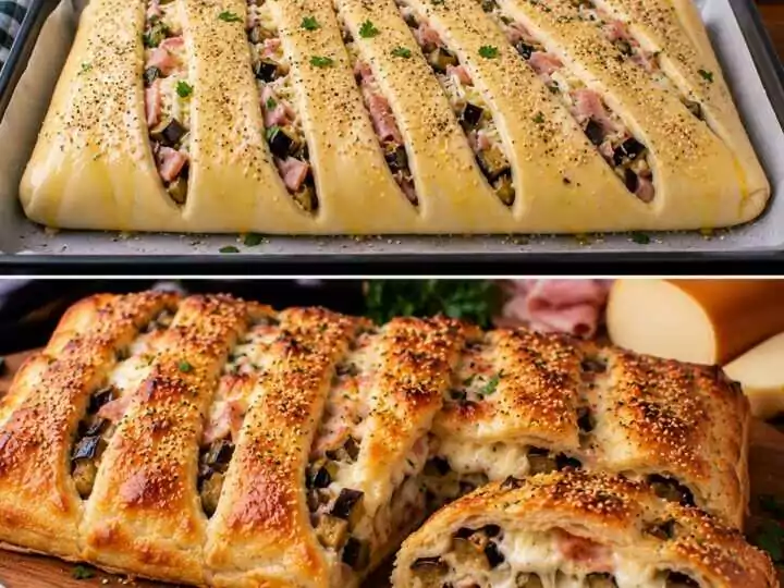 Rustico Ripieno di Melanzane, Prosciutto Cotto e Scamorza Affumicata: Dorato, Croccante e dal Cuore Filante