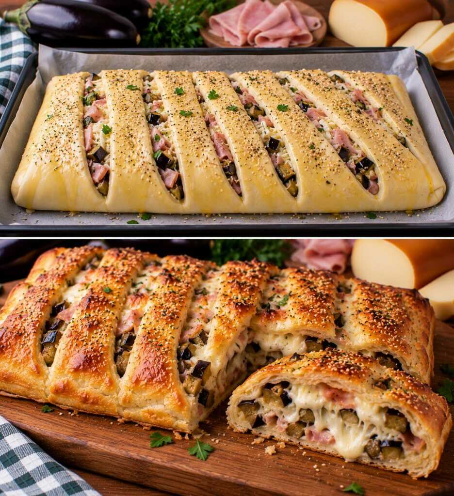 Rustico Ripieno di Melanzane, Prosciutto Cotto e Scamorza Affumicata: Dorato, Croccante e dal Cuore Filante