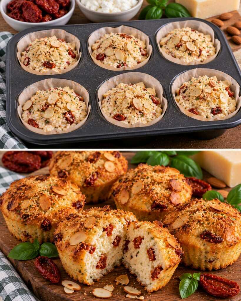 Tortini di Ricotta e Pomodori Secchi con Crosta di Mandorle