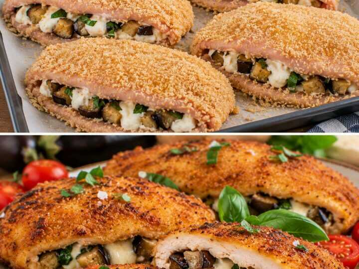Cotolette di Tacchino Ripiene di Melanzane, Stracciatella e Basilico