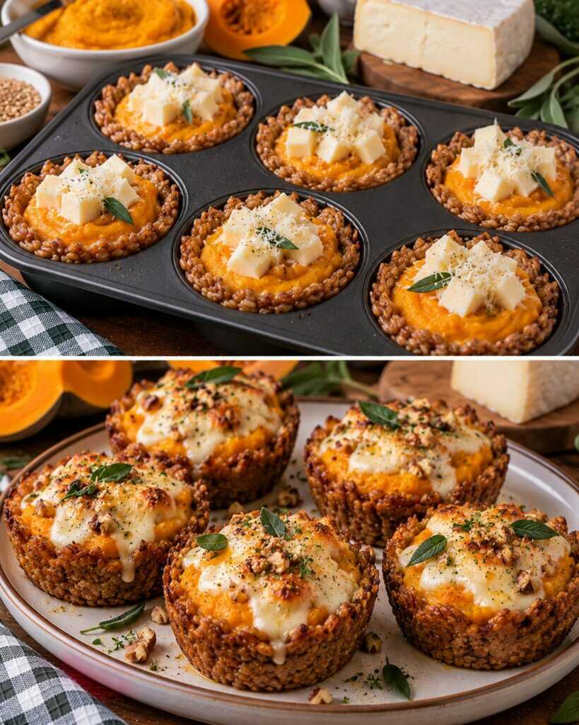 Cestini di Farro Croccante con Crema di Zucca e Fonduta di Taleggio