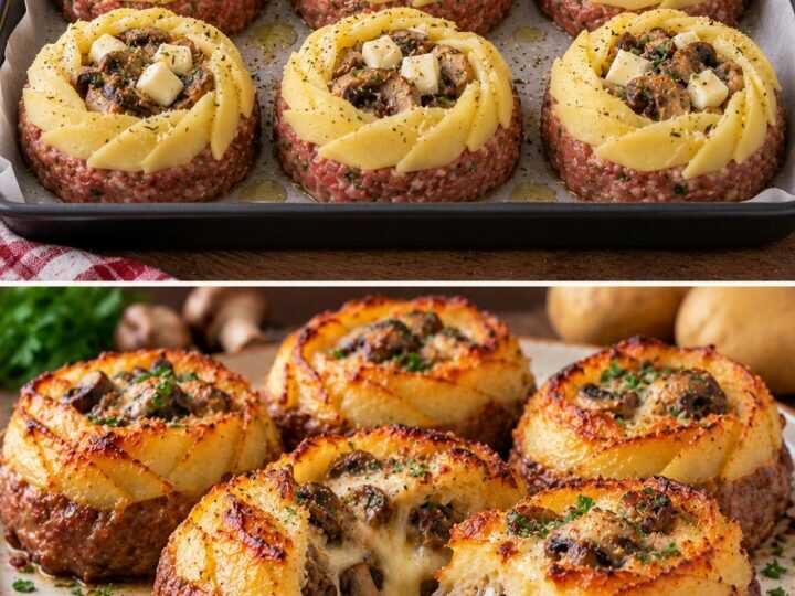 🥔 Tortini di Carne Macinata con Funghi, Scamorza e Crosta di Patate
